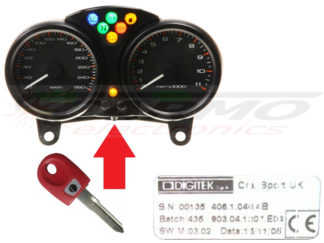 Ducati 1x chip Schlüssel → DIGITEK Cockpit - zum Schließen ins Bild klicken